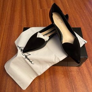 Isa Tapia/ Flat Moch Heart Colle / Black Patent / Suede